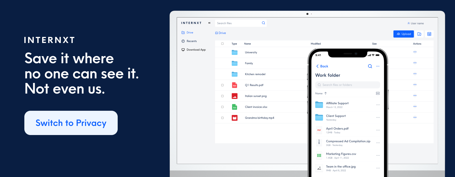 Internxt is a secure cloud storage with a lot of features and a intuitive interface.