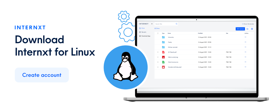 Internxt secure cloud storage service is available for Linux, Windows and Mac