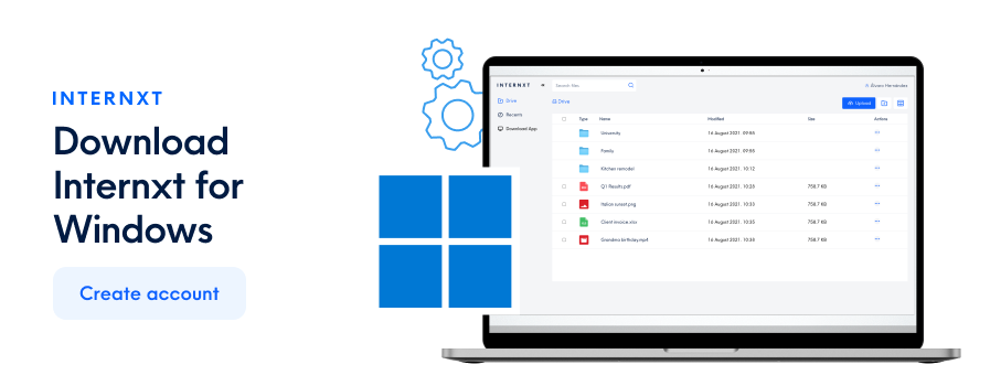 Internxt is a secure cloud service available for Windows