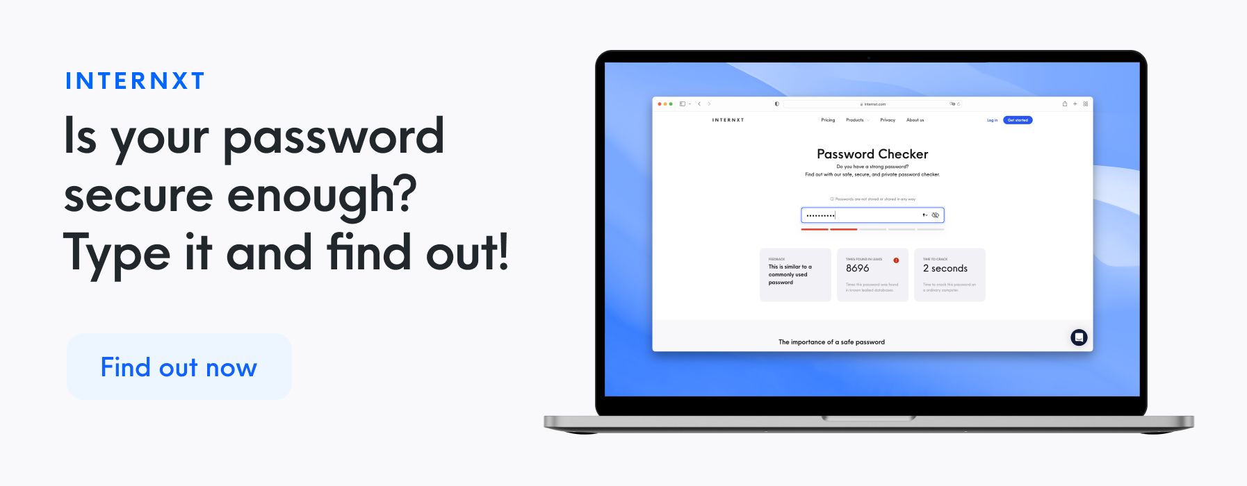 Internxt Password Checker is a secure way to proof your security