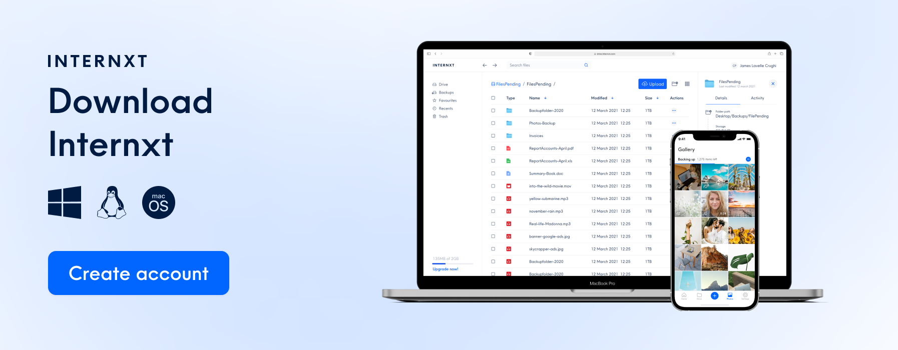 Internxt free account.