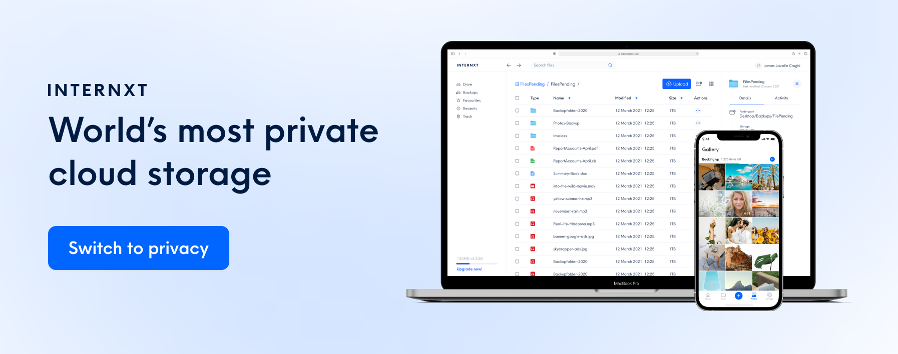 Internxt is a cloud storage service based on encryption and privacy.