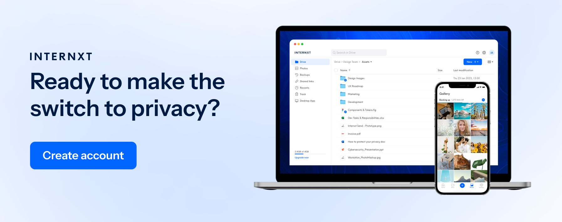 Internxt is a cloud storage service based on encryption and privacy.