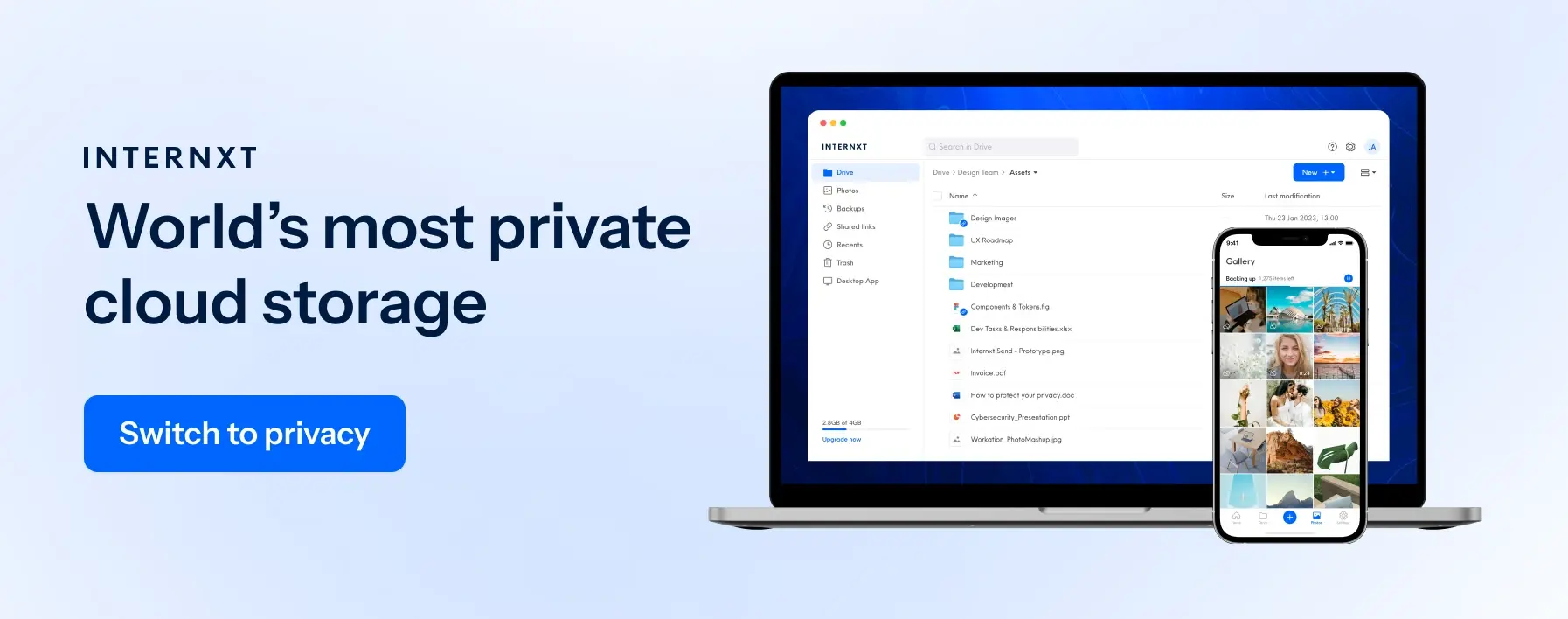 Internxt is a cloud storage service based on encryption and privacy.