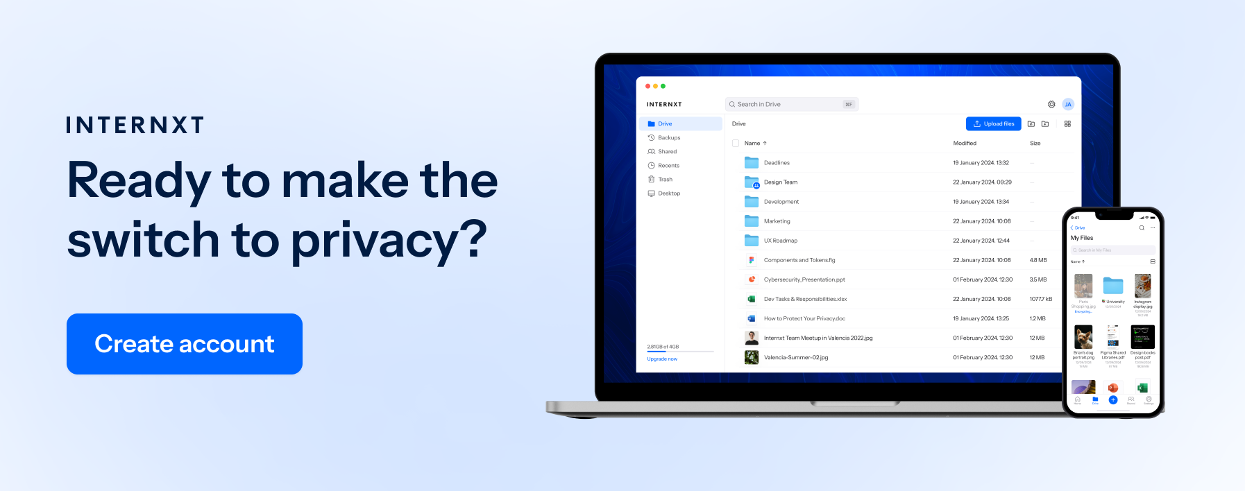 Internxt is a cloud storage service based on encryption and privacy.