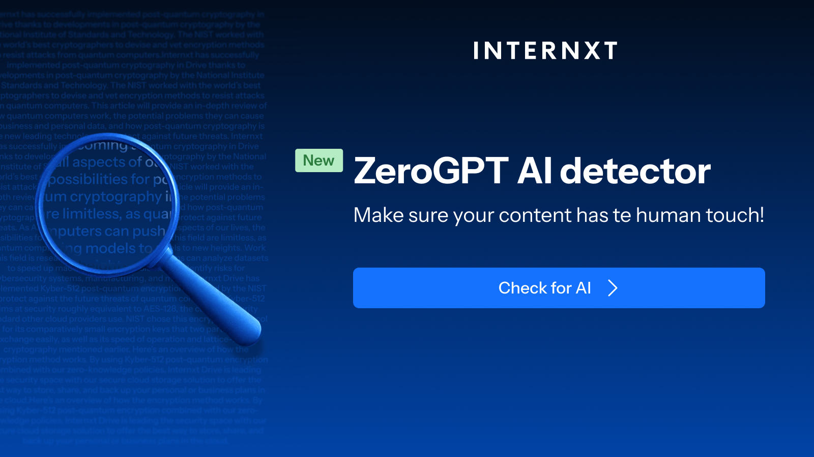 Internxt ZeroGPT AI detector