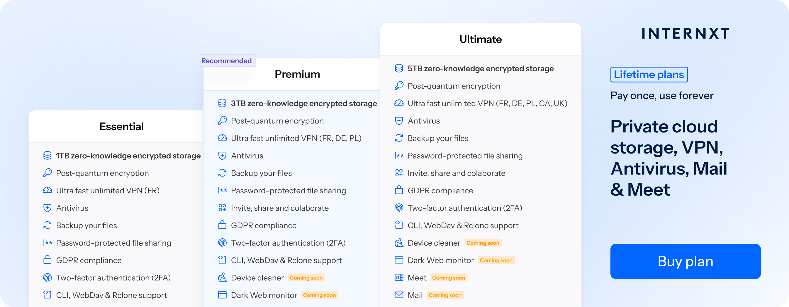 Internxt lifetime plans