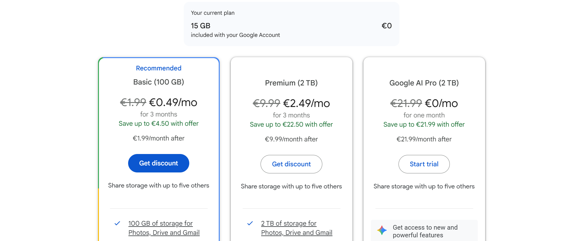 iCloud vs Google Drive pricing