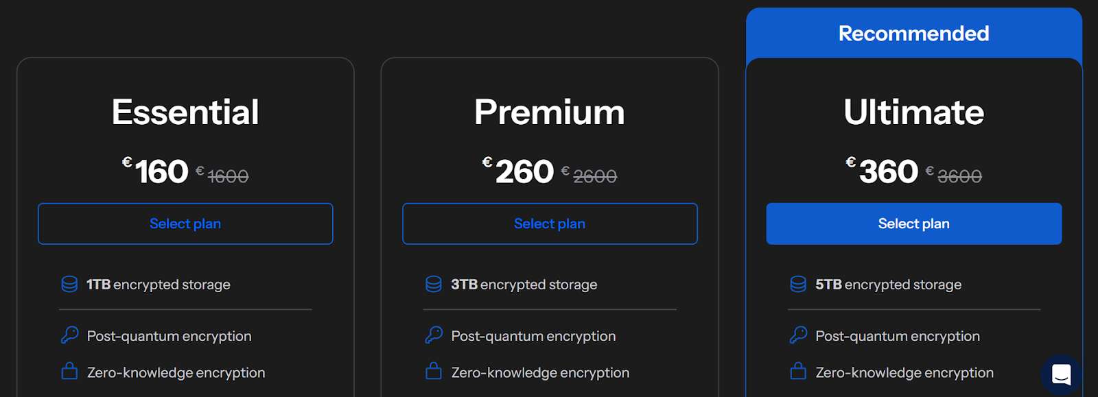 Internxt vs Dropbox vs OneDrive pricing