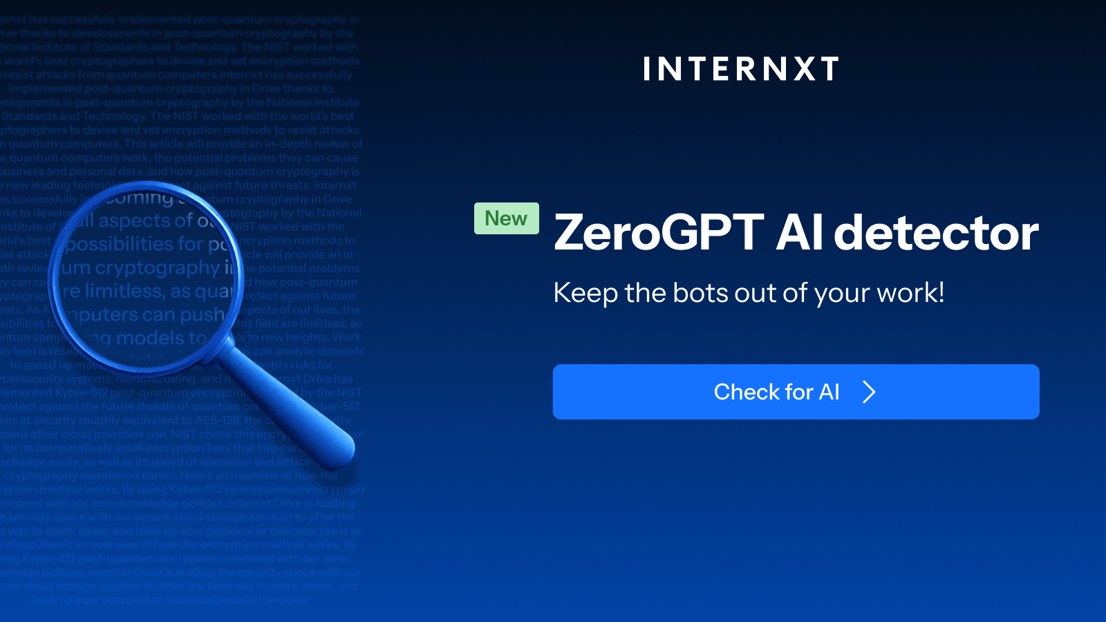 Internxt ZeroGPT AI detector 