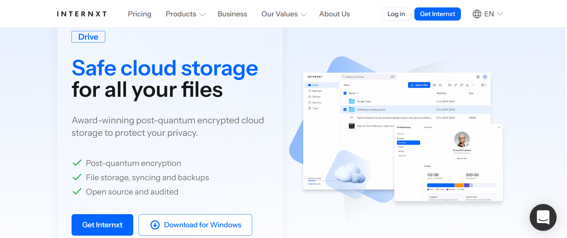 Internxt is a cloud storage service based on encryption and privacy.