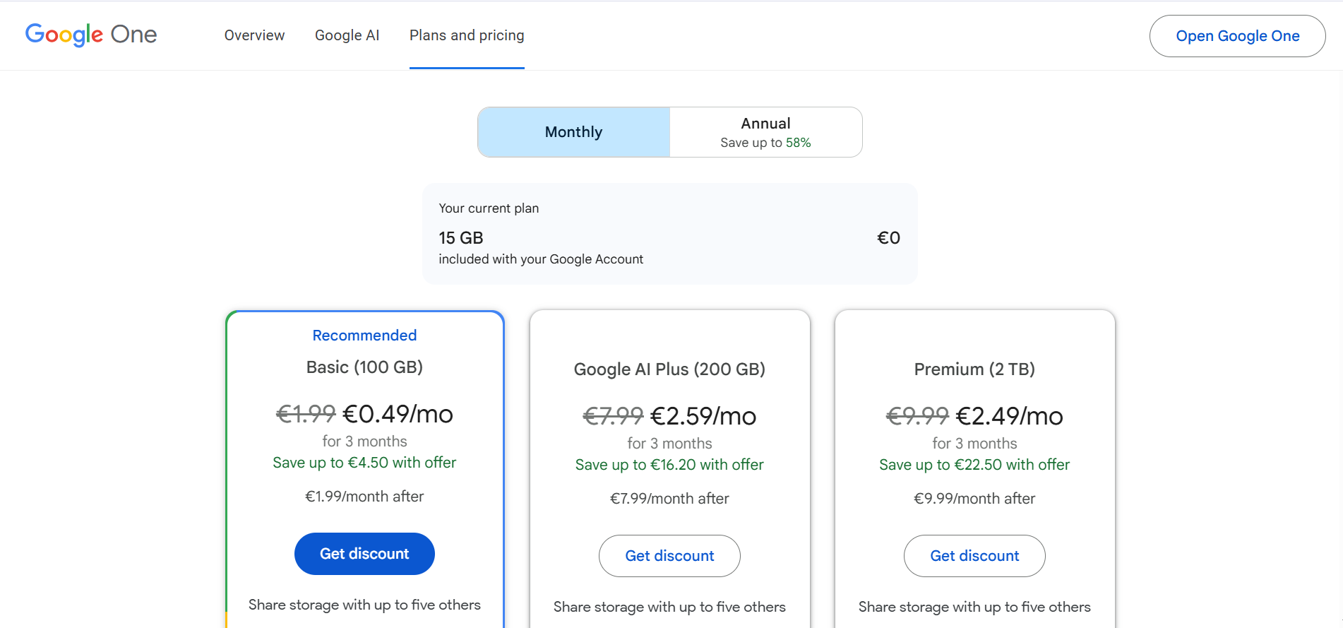 Google One vs iCloud pricing