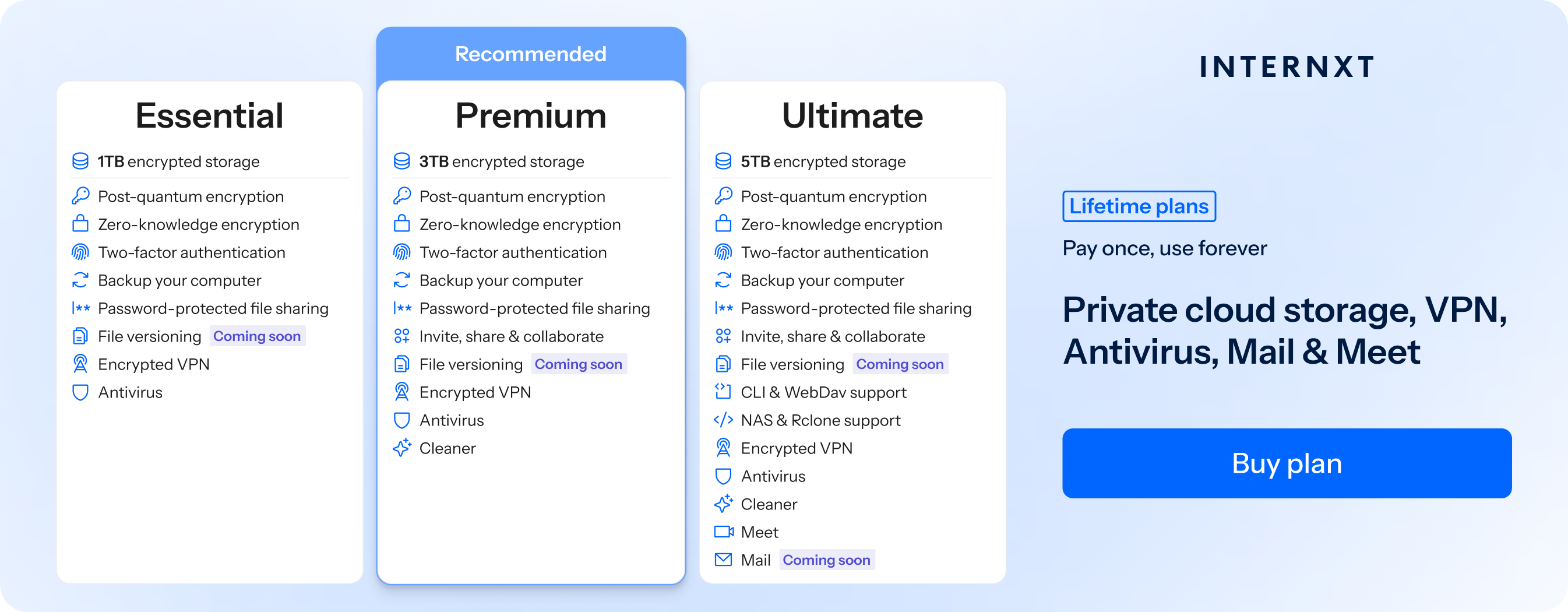 Internxt best cloud storage pricing