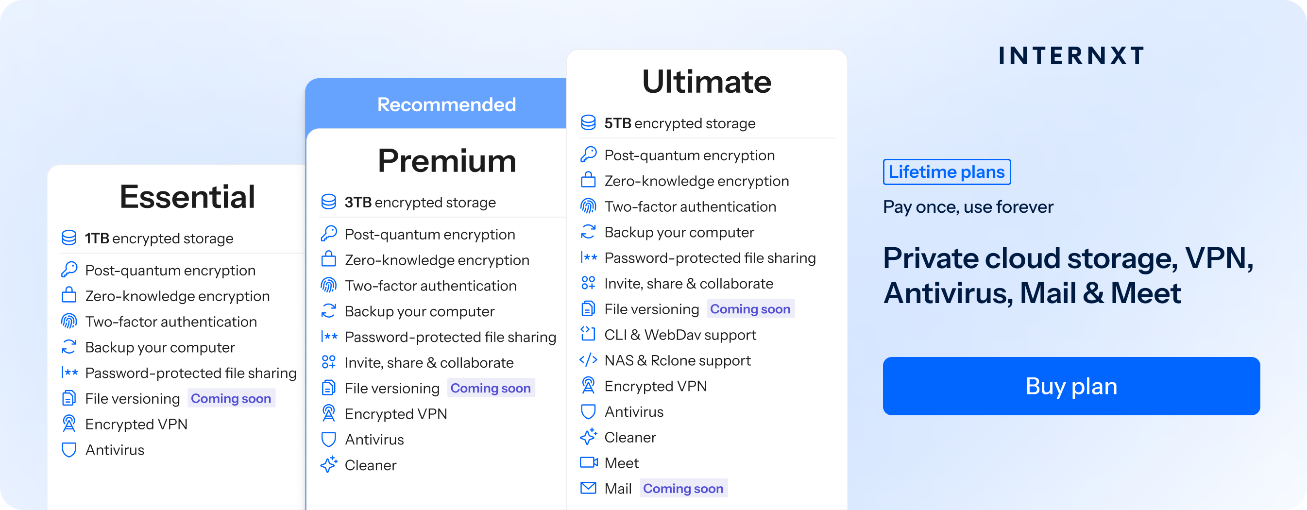 Internxt best cloud storage pricing