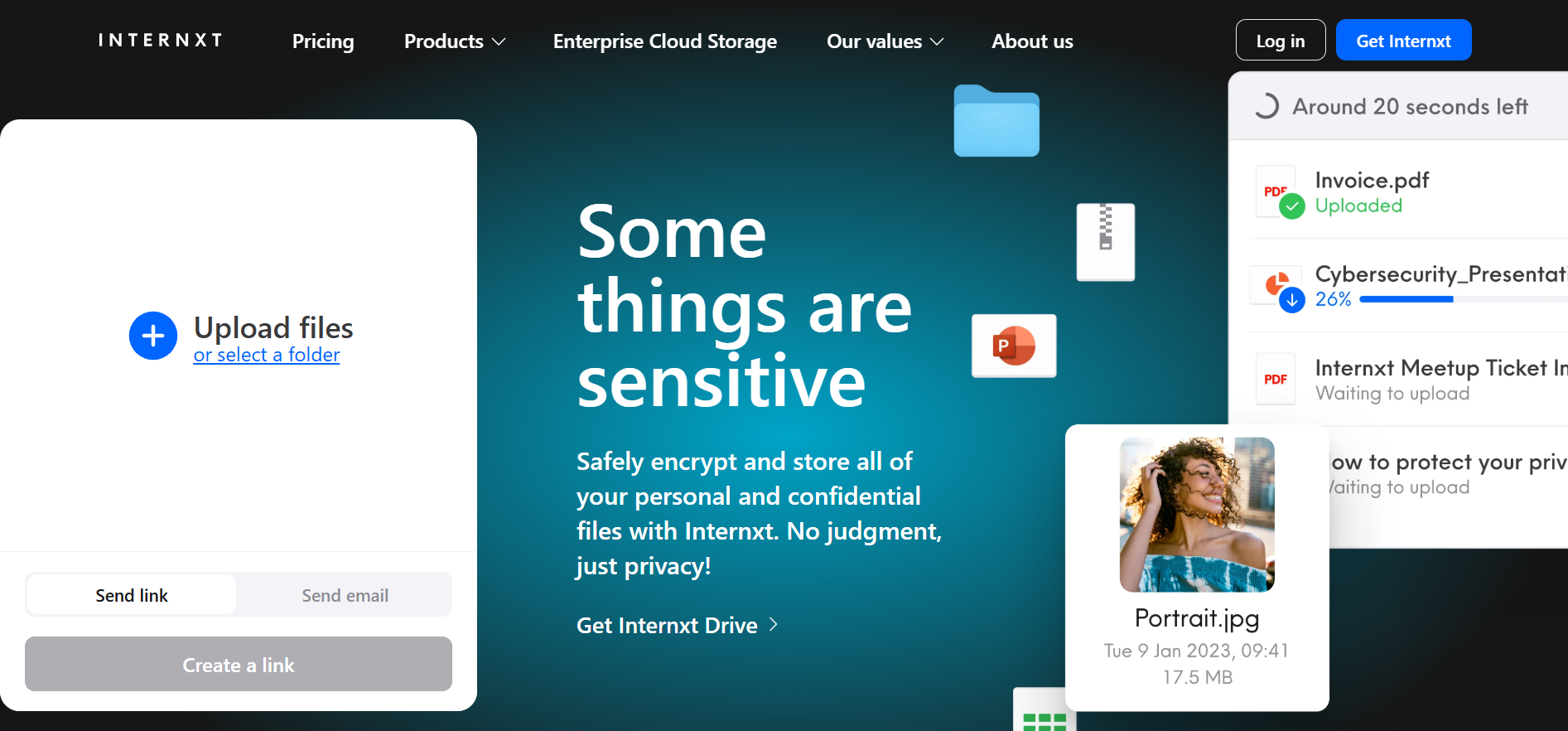 Internxt Send offers free, private, and secure file sharing