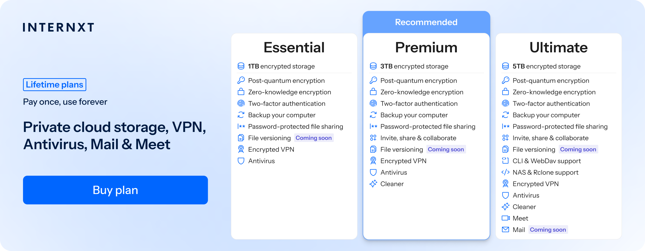 Internxt best cloud storage pricing