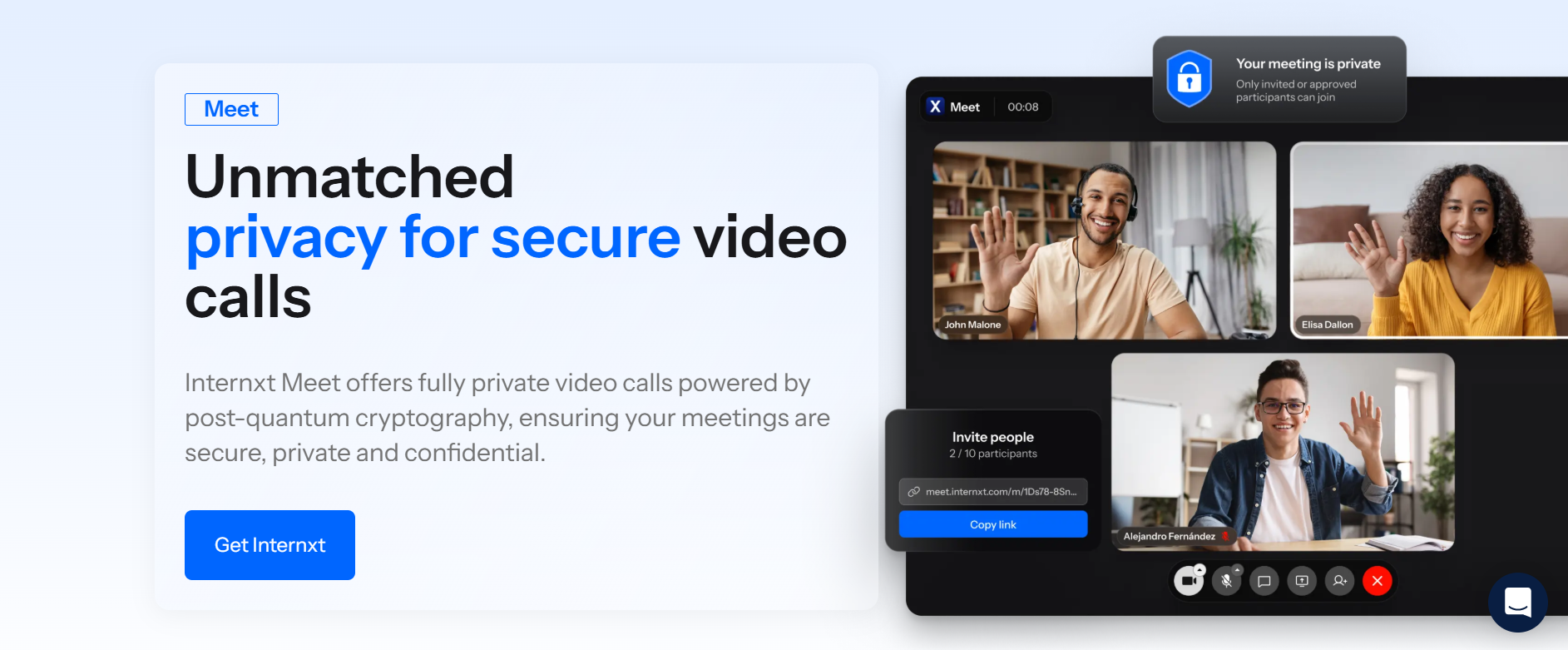Internxt Meet, best video conferencing for privacy