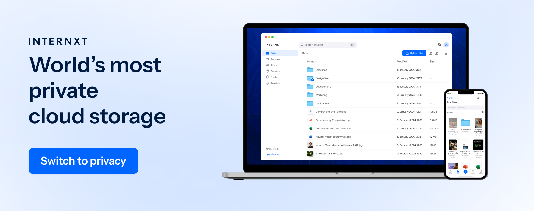 Internxt encrypted cloud storage