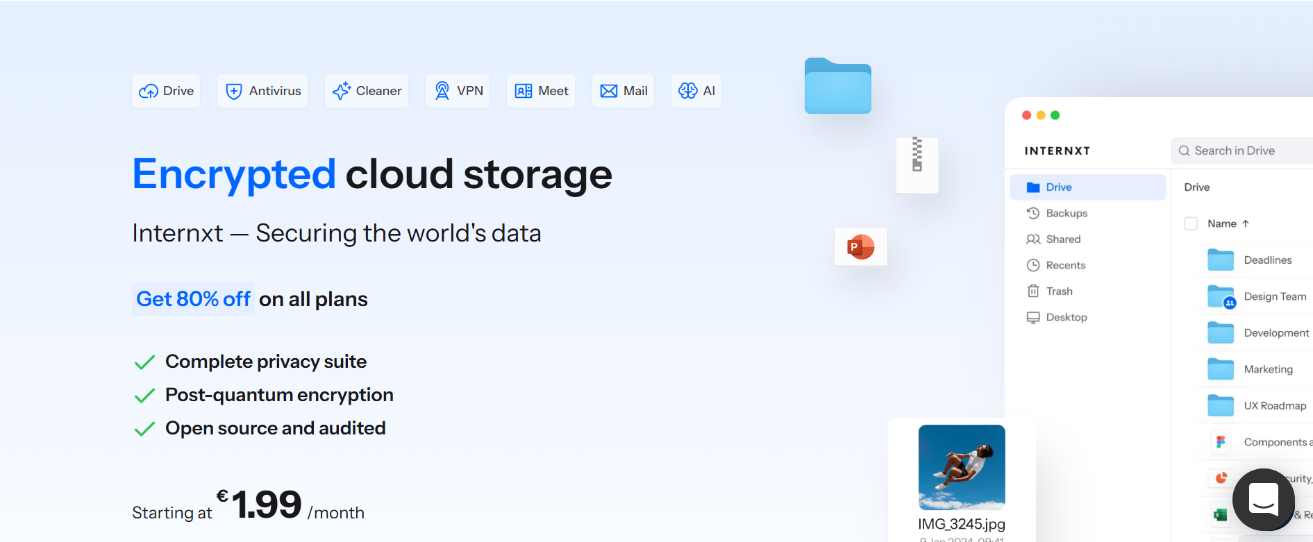 Internxt encrypted cloud storage