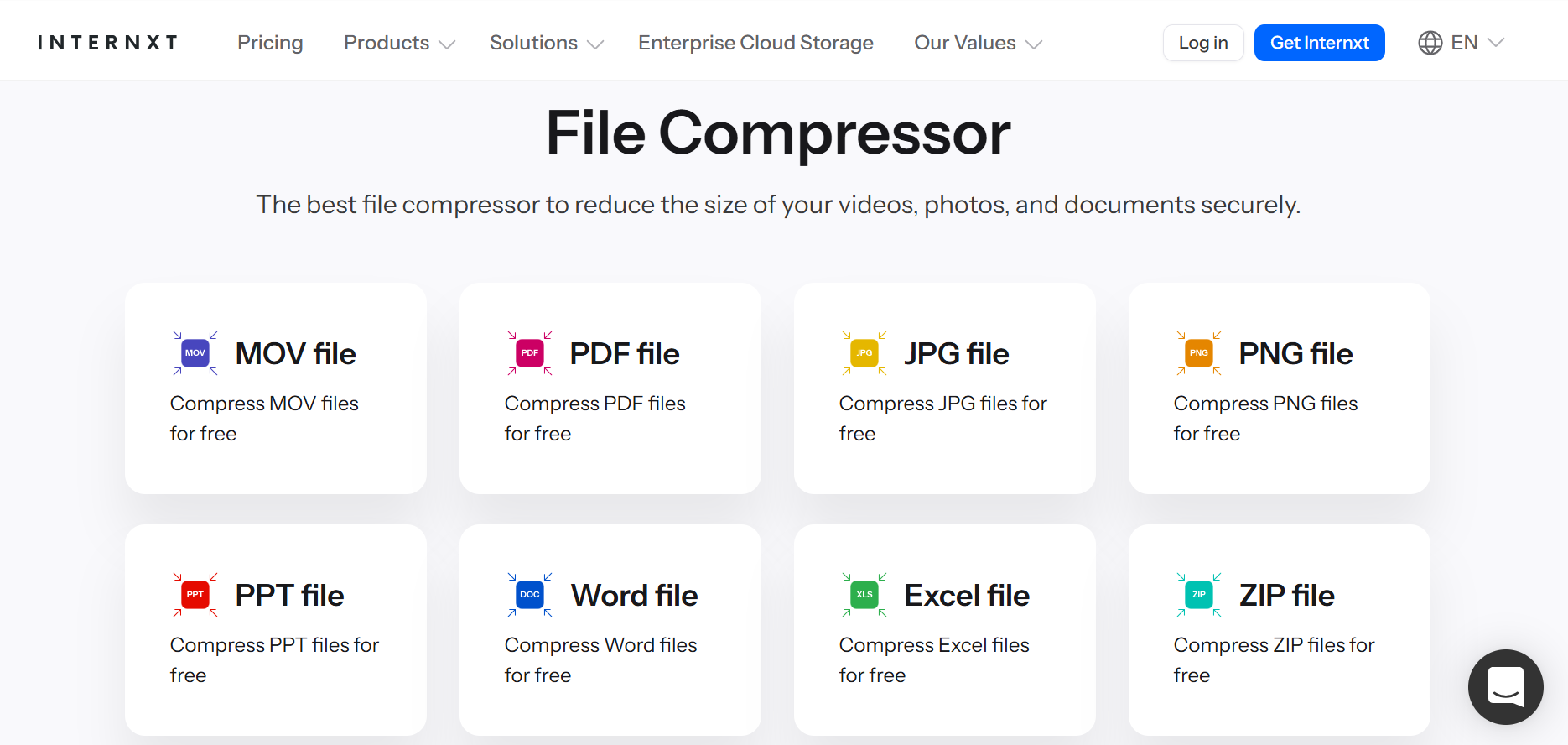 Internxt File Compressor for videos