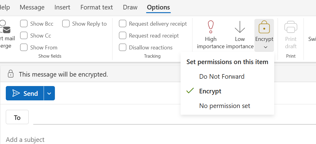 How to encrypt an Outlook email