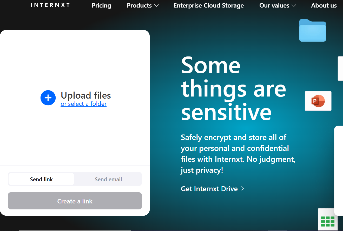 Internxt Send encrypted file sharing