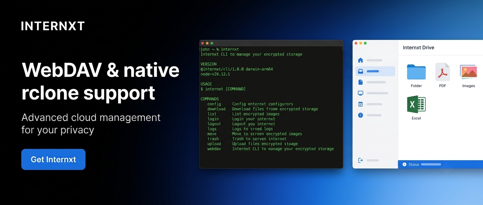 Internxt native rclone support