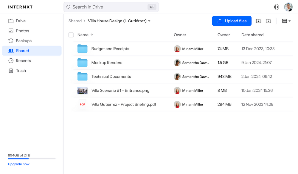 Internxt Advanced File and Folder Sharing