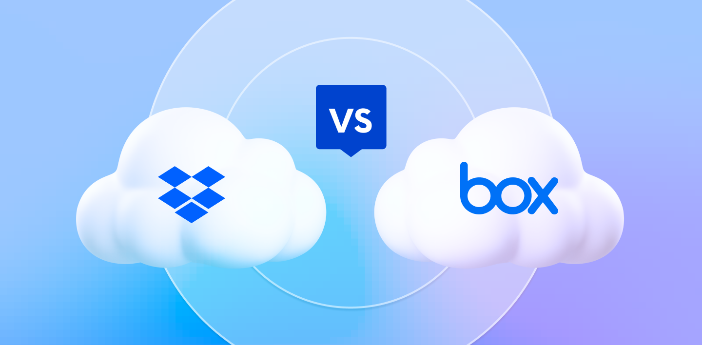 Dropbox cloud and Box cloud side-by-side.