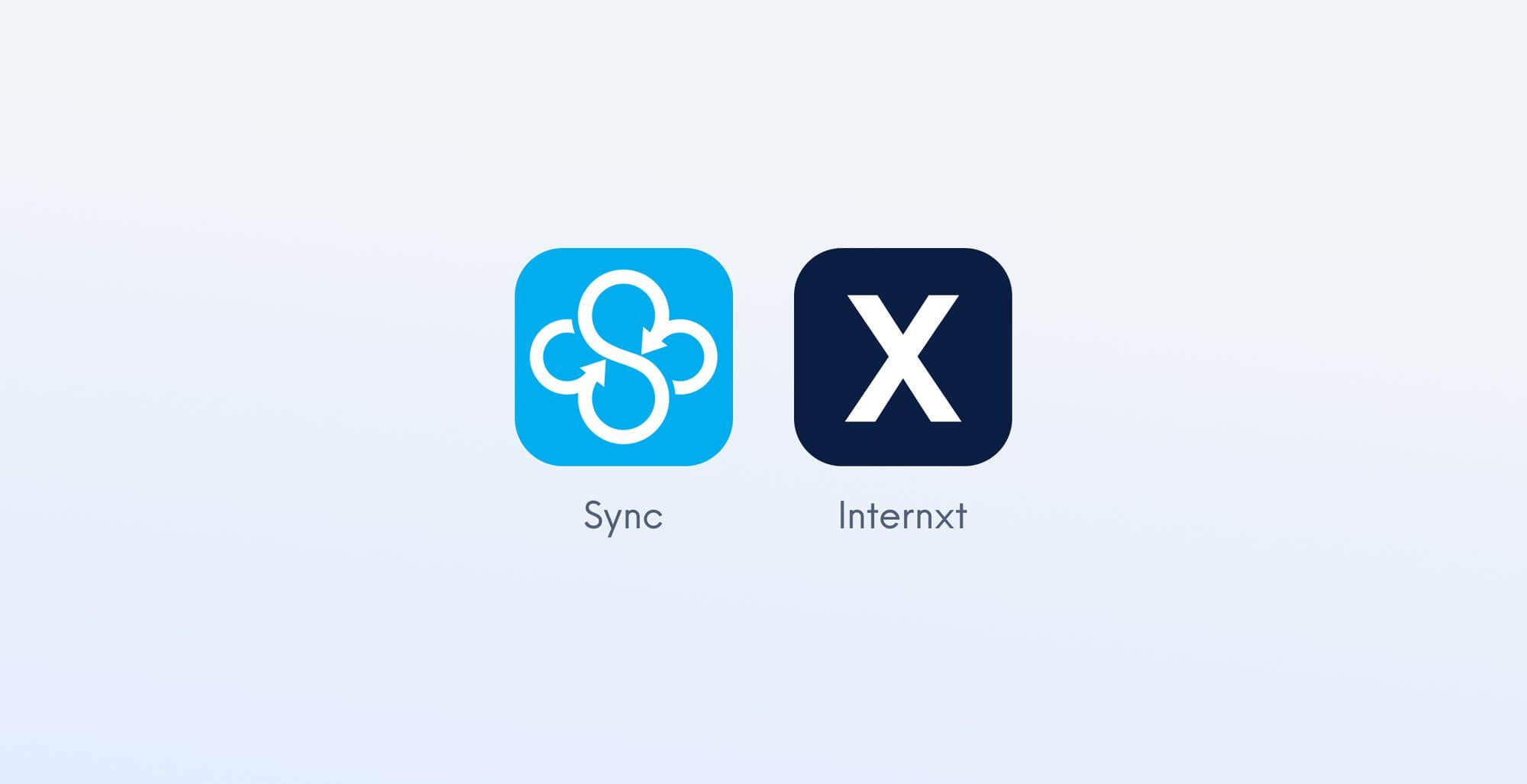 Internxt logo and Sync logo