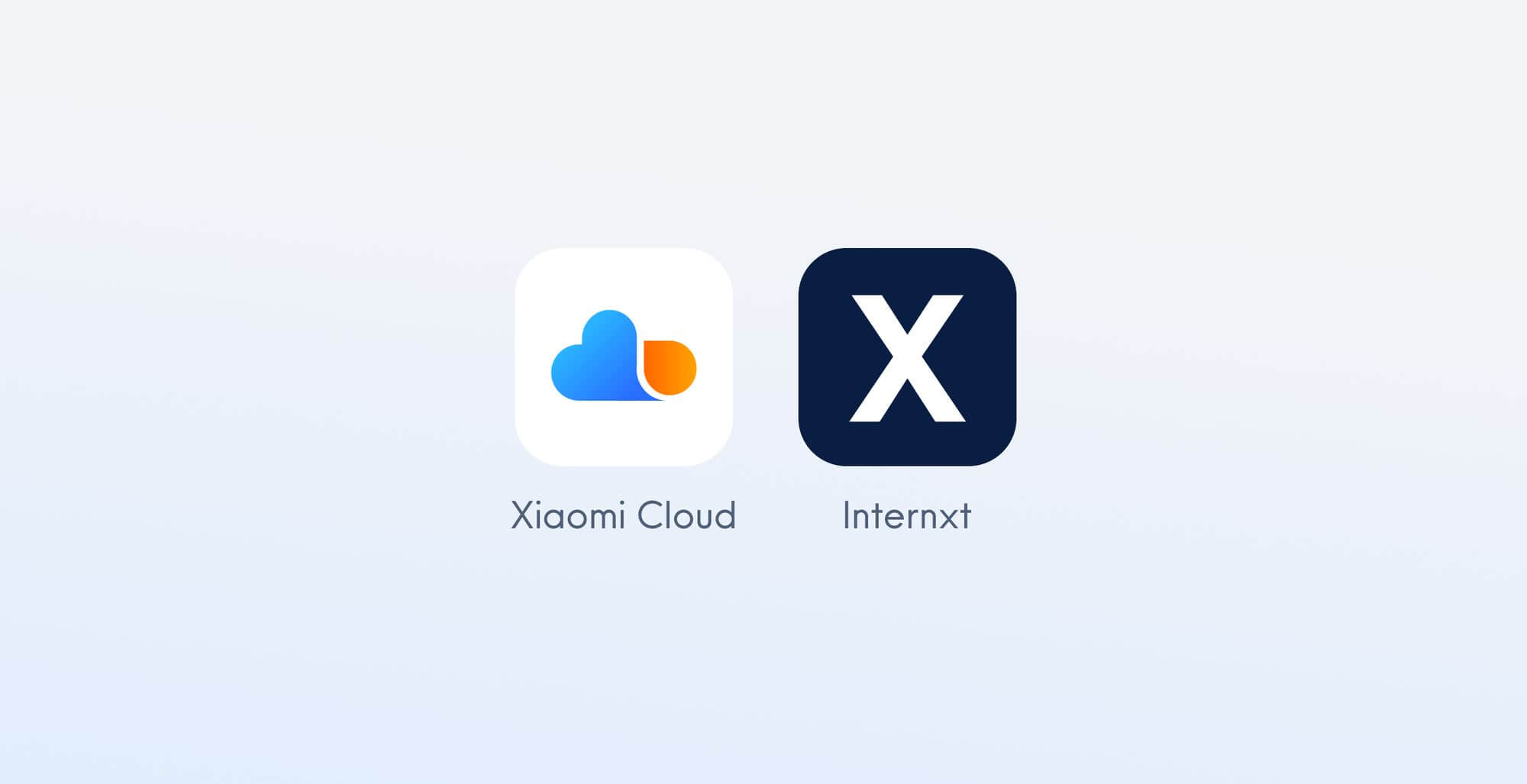 Internxt logo and Xiaomi Cloud logo