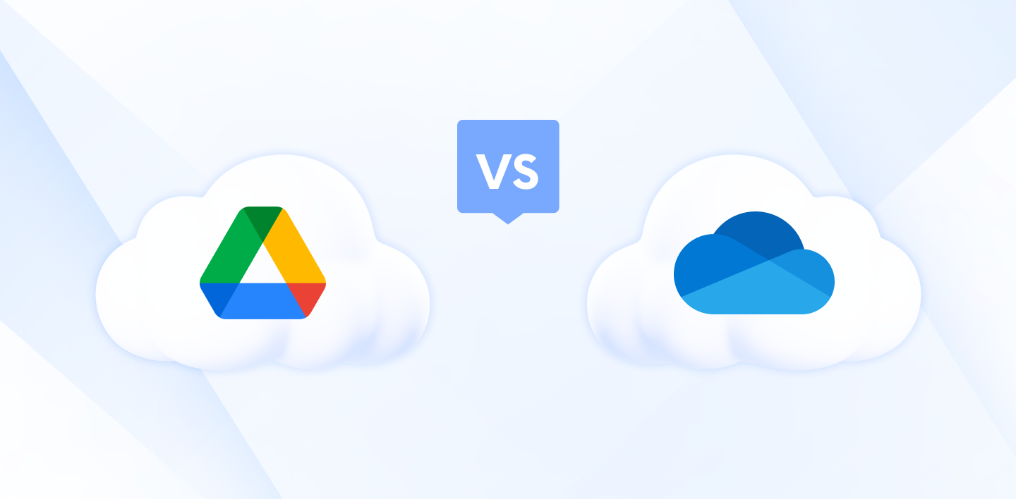 Google Drive logo and Microsoft OneDrive logo.
