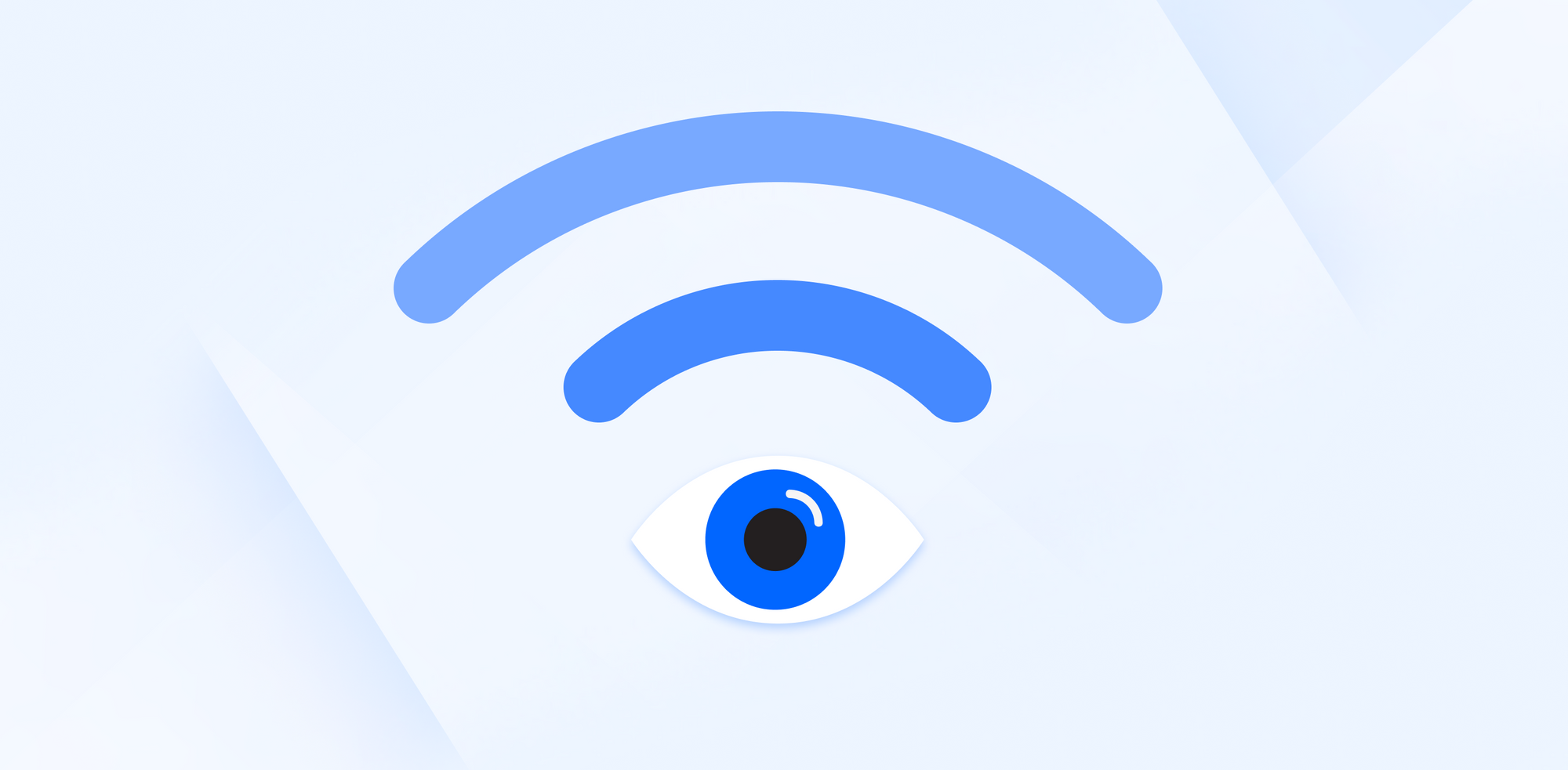 VPN sign and eye on blue background
