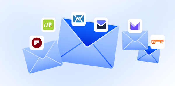 Encrypted email services logos and email icons. 