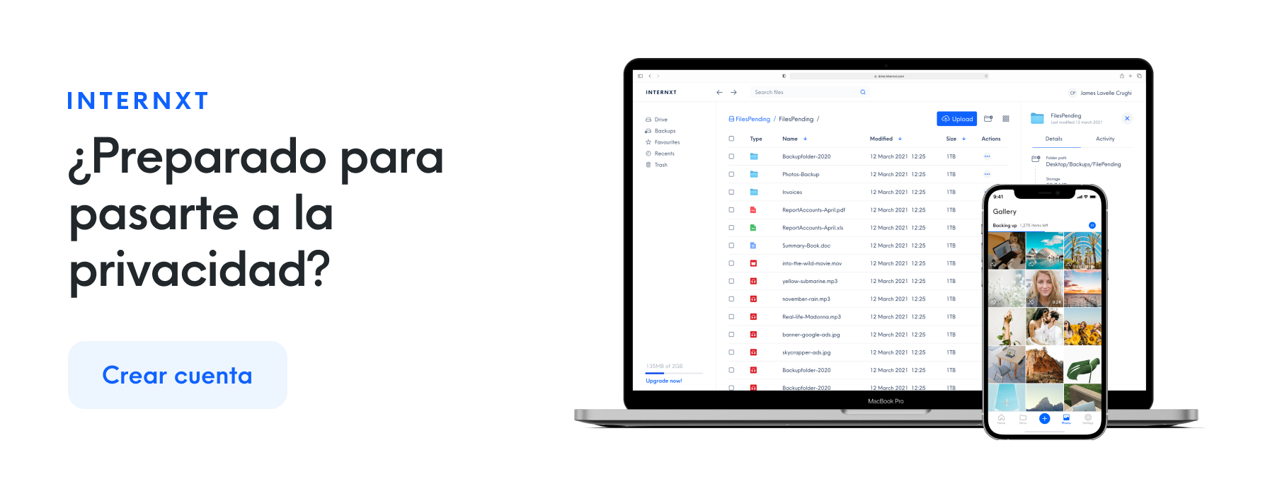 Internxt es una nube basada en almacenamiento cifrado y privacidad