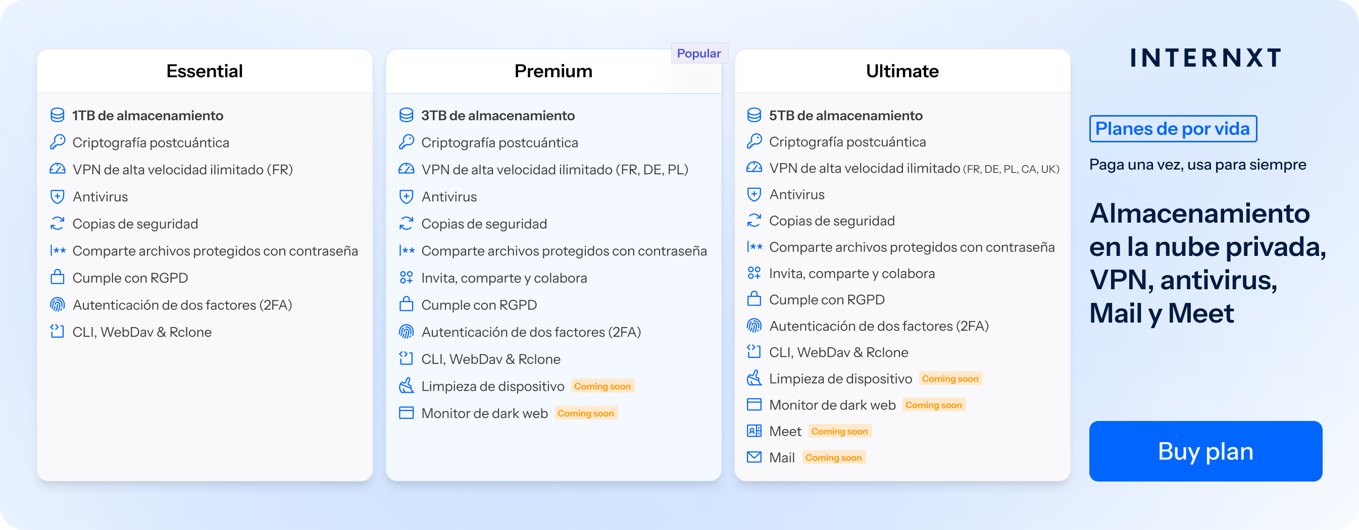 Internxt precios