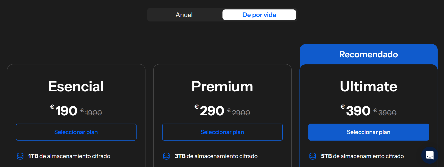 Internxt vs Dropbox vs iCloud precios