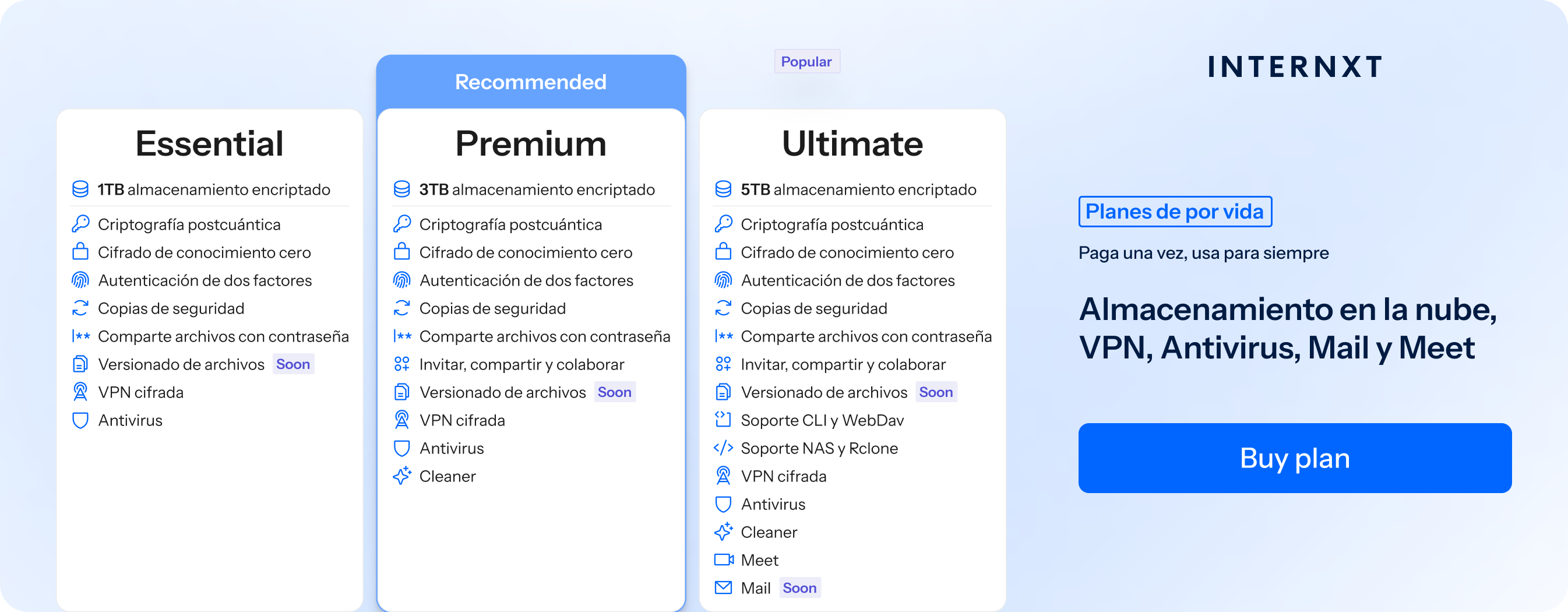 Internxt mejor precios en la nube