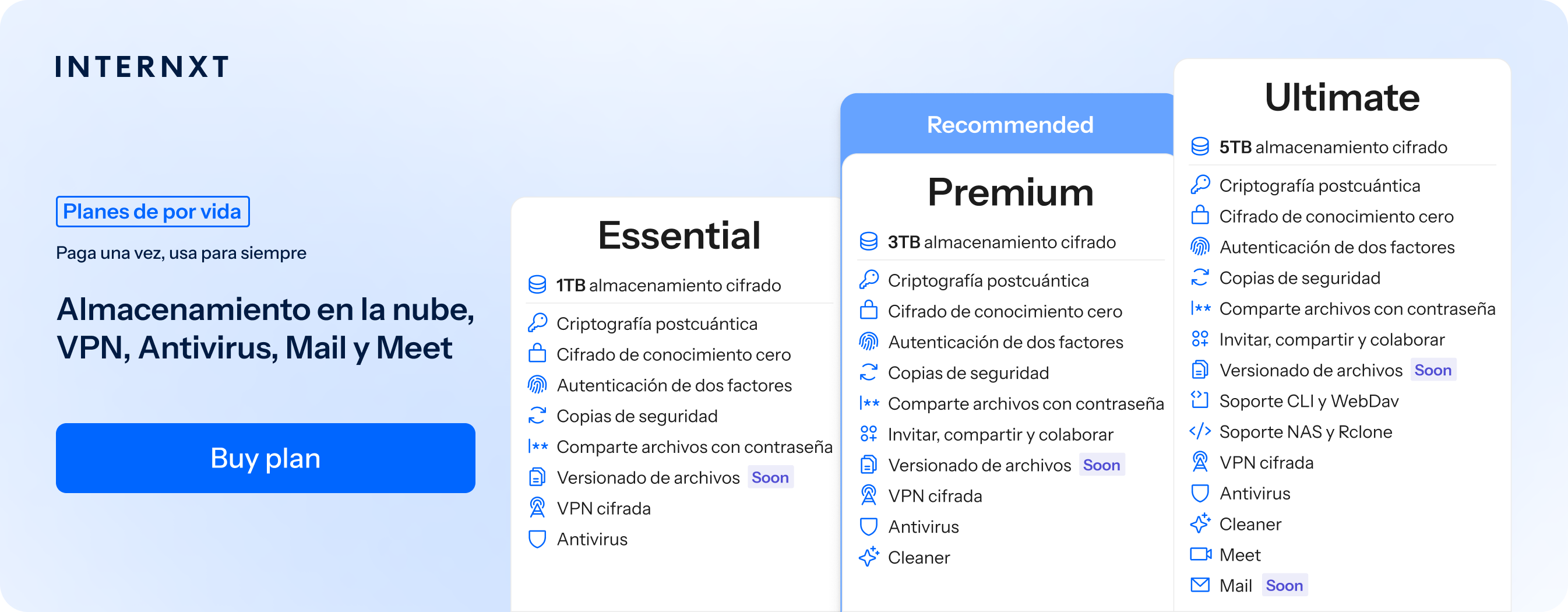 Internxt mejor precios en la nube
