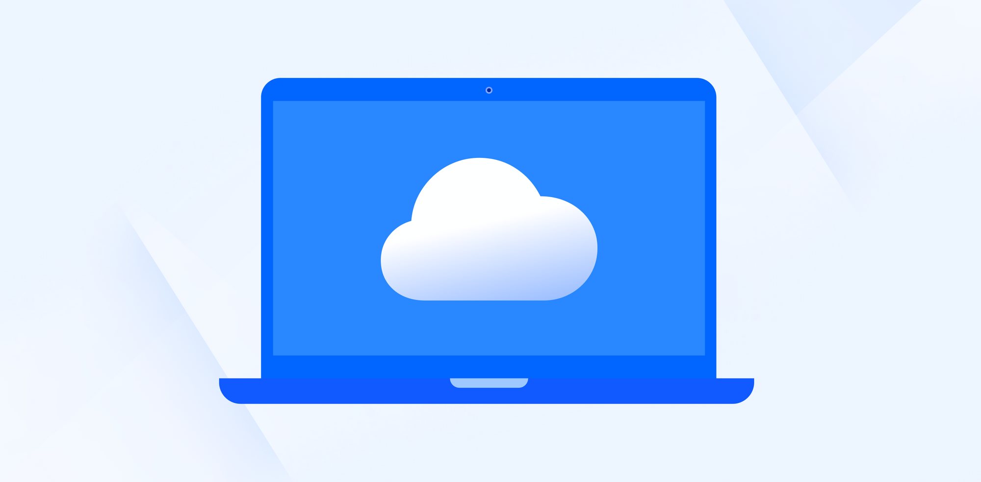 Nube dentro de un ordenador con fondo azul