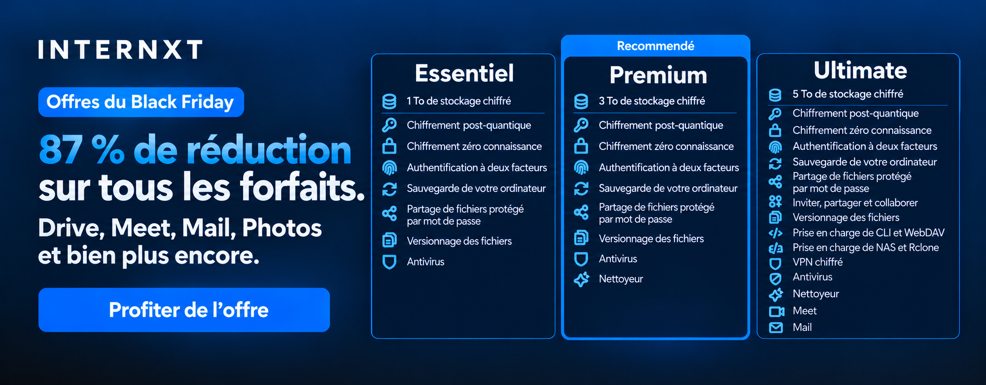 Offres de Stockage Cloud Black Friday d'Internxt
